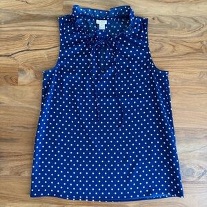 J. Crew Navy Polka Dot Sleeveless Blouse